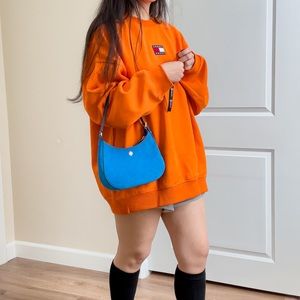 New | Tory burch emerson shoulder zip bag in Royal blue